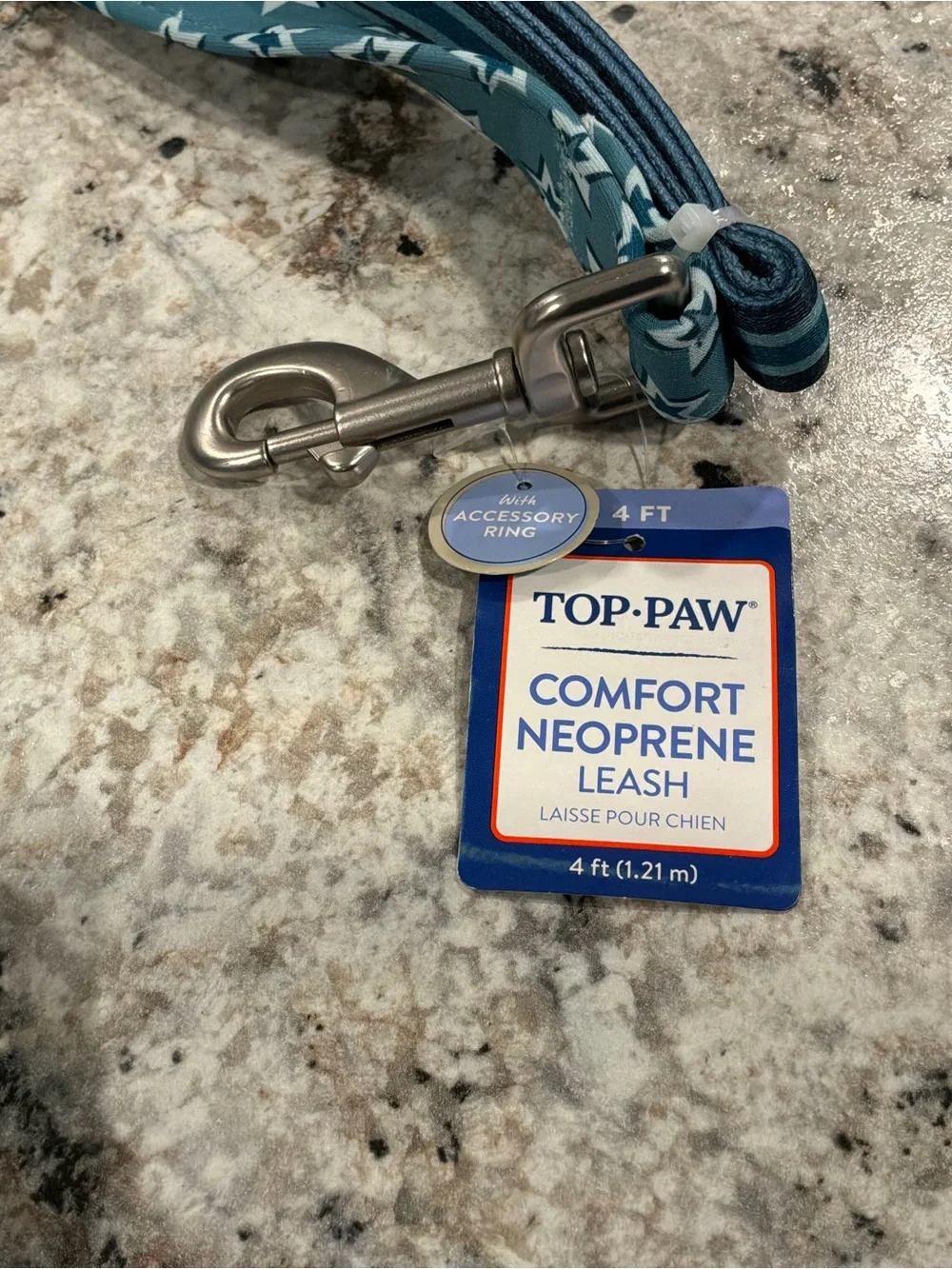 Top Paw Teal STARS Comfort Neoprene Dog Leash New 4 ft